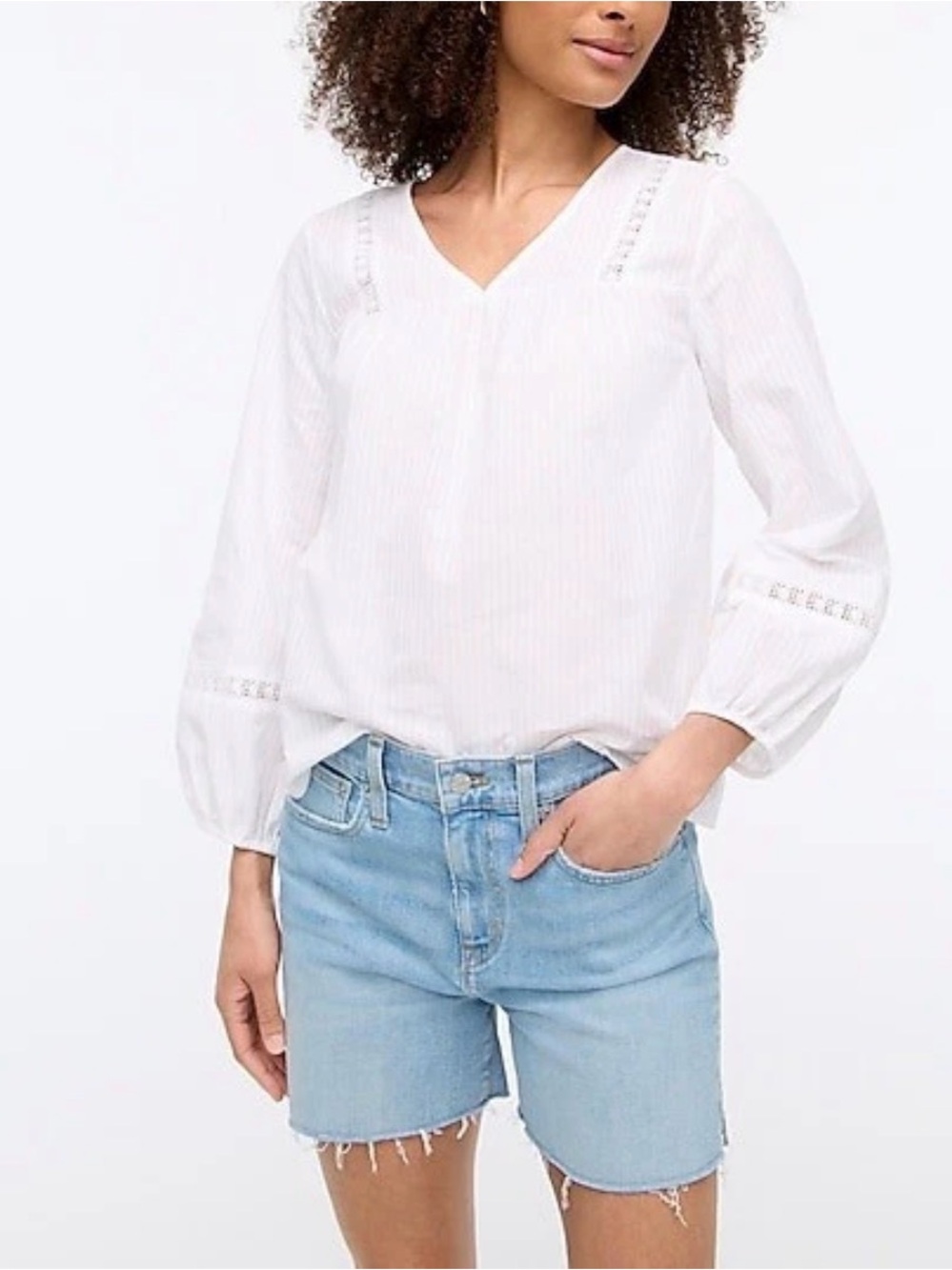 J Crew Factory boho chic Swiss dot top with lace details. Medium. Like new!